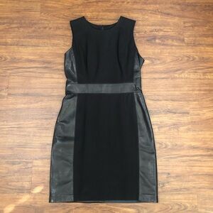 ANTONIO MELANI Elegant Black Sleeveless Dress with Leather Accents